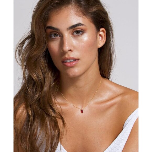 Women Emerald Birthstone Gold Necklace Blue Green Cubic Zirconia Pendant Gift - Picture 7 of 9